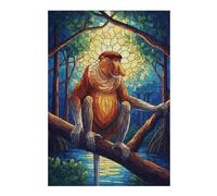 Jigsaw Puzzles 38x26cm/1000pcs for Adults Proboscis Monkey Stained Glass Illustration Puzzle for Adults Relax Games Birthday Present Gifts for Friends And Family 38x26cm/1000pcs