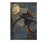 Jigsaw Puzzles 38x26cm/1000pcs for Adults Red Panda Moon Tree Night Jigsaws for Adults DIY Toys Presents for Women for Birthday, Chrismas 38x26cm/1000pcs