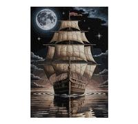 Jigsaw Puzzles 38x26cm/1000pcs for Adults Sailing Ship Under Moonlight Puzzle for Adults Anti-Stress Toys But Fun And Humorous Birthday Present, Gifts, 38x26cm/1000pcs