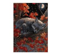 Jigsaw Puzzles 38x26cm/1000pcs for Adults Sleeping Fox in Floral Night Scene Puzzle for Adults Anti-Stress Toys But Fun And Humorous Birthday Present, Gifts, 38x26cm/1000pcs