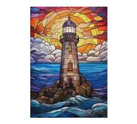Jigsaw Puzzles 38x26cm/1000pcs for Adults Stained Glass Lighthouse Jigsaw Puzzle DIY Toys Pattern Assembly Gifts for Friends And Family 38x26cm/1000pcs