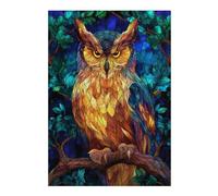 Jigsaw Puzzles 38x26cm/1000pcs for Adults Stained Glass Owl Jigsaws for Adults Relax Games Precision Cutting Help The Brain Exercise 38x26cm/1000pcs