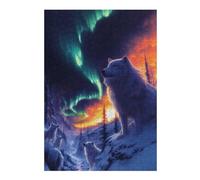Jigsaw Puzzles 38x26cm/1000pcs for Adults Wolves Under The Northern Lights Puzzle for Adults Anti-Stress Toys But Fun And Humorous Birthday Present, Gifts, 38x26cm/1000pcs