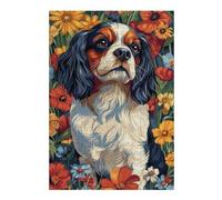 Jigsaw Puzzles 38x26cm/1000pcs for Teenagerss Cavalier King Charles Spaniel in Flowers Dog Wall Art Print Adult Jigsaw Family Game But Fun And Humorous Help The Brain Exercise 38x26cm/1000pcs