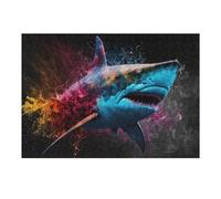 Jigsaw Puzzles 38x26cm/1000pcs for Teenagerss Colorful Shark Splash Artwork -2 Jigsaws for Adults Hands-on Game But Fun And Humorous Deal As Gifts for The Whole Family 38x26cm/1000pcs