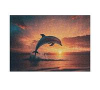 Jigsaw Puzzles 38x26cm/1000pcs for Teenagerss Dolphin Leaping at Sunset -1 Puzzle for Adults Fun Games A Work of Art Help The Brain Exercise 38x26cm/1000pcs
