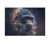 Jigsaw Puzzles 38x26cm/1000pcs for Teenagerss Galactic Gorilla Cosmic Chimpanzee Portrait Puzzle for Adults Fun Games A Work of Art Help The Brain Exercise 38x26cm/1000pcs