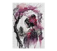 Jigsaw Puzzles 38x26cm/1000pcs for Teenagerss Geisha Cherry Blossom 2 Jigsaws for Adults Hands-on Game Enhance Memory Great Gift for Gaming 38x26cm/1000pcs