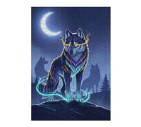 Jigsaw Puzzles 38x26cm/1000pcs for Teenagerss Mystical Wolf Pack Under Crescent Moon Adult Jigsaw Puzzle Hands-on Game Perfect Decoration Help The Brain Exercise 38x26cm/1000pcs