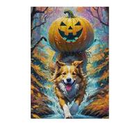 Jigsaw Puzzles 38x26cm/1000pcs for Teenagerss Pumpkin-Headed Dog in Autumn Forest Puzzle for Adults Fun Games A Work of Art Help The Brain Exercise 38x26cm/1000pcs