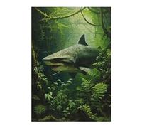 Jigsaw Puzzles 38x26cm/1000pcs for Teenagerss Shark Hunter in Jungle Jigsaw Puzzle Relax Games Staycation Kill Time Great Gift for Gaming 38x26cm/1000pcs