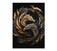 Jigsaw Puzzles 38x26cm/1000pcs for Teenagerss Silver Gold Dragon Puzzle for Adults Relax Games Hand Speed Race Great Gift for Gaming 38x26cm/1000pcs