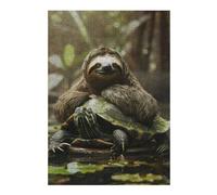 Jigsaw Puzzles 38x26cm/1000pcs for Teenagerss Sloth Chilling on Turtle Jigsaws for Adults Hands-on Game Enhance Memory Great Gift for Gaming 38x26cm/1000pcs
