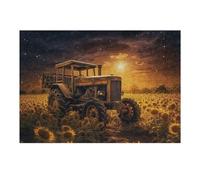 Jigsaw Puzzles 38x26cm/1000pcs for Teenagerss Sunset Tractor in Sunflower Field Jigsaw Puzzle DIY Toys A Work of Art Deal As Gifts for The Whole Family 38x26cm/1000pcs