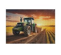 Jigsaw Puzzles 38x26cm/1000pcs for Teenagerss Tractor Plowing Through Golden Fields at Sunset Jigsaws for Adults Hands-on Game But Fun And Humorous Deal As Gifts for The Whole Family 38x26cm/1000pcs