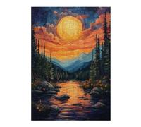 Jigsaw Puzzles 38x26cm/1000pcs Sunset Mountain River Puzzle for Adults Brain Teaser Game For Family Fun Unique Birthday And Xmas Gifts 38x26cm/1000pcs