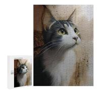 Jigsaw Puzzles 500 PCS Adorable Tabby Cat Portrait Jigsaws for Adults Puzzle Pattern Assembly Educational Challenge Birthday And Unique Gifts 500 PCS