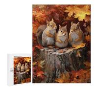 Jigsaw Puzzles 500 PCS Autumn Squirrel Trio Jigsaws for Adults Puzzle But Fun And Humorous Every Piece Is Unique - Family Fun & Game Night 500 PCS