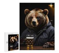 Jigsaw Puzzles 500 PCS Bear Funny Drinking Teenagers Puzzles Relax Games Difficult Challenge Unique Birthday And Xmas Gifts 500 PCS