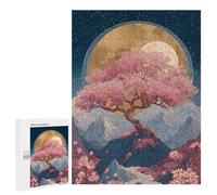 Jigsaw Puzzles 500 PCS Cherry Blossom Moon Landscape Jigsaws for Adults Puzzle But Fun And Humorous Every Piece Is Unique - Family Fun & Game Night 500 PCS