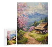 Jigsaw Puzzles 500 PCS Cherry Blossom Mountain Cabin Jigsaws for Adults Puzzle But Fun And Humorous Every Piece Is Unique - Family Fun & Game Night 500 PCS