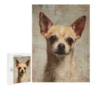 Jigsaw Puzzles 500 PCS Chihuahua Dog Painting Art Print Jigsaws for Adults Puzzle Pattern Assembly Educational Challenge Birthday And Unique Gifts 500 PCS