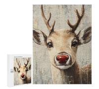 Jigsaw Puzzles 500 PCS Christmas Rudolph Reindeer Art Print Jigsaw for Teenagers Improve Memory Difficult And Challenge Brainteaser Family Games 500 PCS