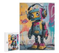 Jigsaw Puzzles 500 PCS Colorful Robot Graffiti Art Print Jigsaws for Adults Puzzle But Fun And Humorous Every Piece Is Unique - Family Fun & Game Night 500 PCS
