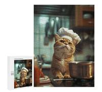 Jigsaw Puzzles 500 PCS Cute Chef Cat Teenagers Puzzles Relax Games Difficult Challenge Unique Birthday And Xmas Gifts 500 PCS