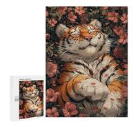 Jigsaw Puzzles 500 PCS Cute Tiger Sleeping Sakura Teenagers Puzzles Relax Games Difficult Challenge Unique Birthday And Xmas Gifts 500 PCS