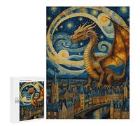 Jigsaw Puzzles 500 PCS Dragon Over Cityscape Teenagers Puzzles Relax Games Difficult Challenge Unique Birthday And Xmas Gifts 500 PCS