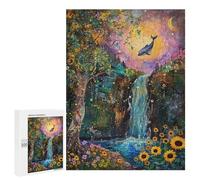 Jigsaw Puzzles 500 PCS Fantasy Forest Waterfall Scene Jigsaws for Adults Puzzle Pattern Assembly Educational Challenge Birthday And Unique Gifts 500 PCS