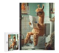 Jigsaw Puzzles 500 PCS for Adults Alpaca Sitting on Toilet Jigsaw for Adults Anti-Stress Toys A Work of Art Great Gift for Gaming 500 PCS