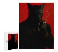 Jigsaw Puzzles 500 PCS for Adults Anthropomorphic Cat Smoking Cigarette Teenagers Puzzles Toy Wall Decor Perfect Decoration Challenging To Complete 500 PCS