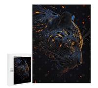 Jigsaw Puzzles 500 PCS for Adults Black Panther with Glowing Spots Teenagers Puzzles Hands-on Game Precision Cutting Help The Brain Exercise 500 PCS