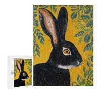 Jigsaw Puzzles 500 PCS for Adults Black Rabbit with Yellow Background Jigsaws for Adults Puzzle Family Activities Challenging To Complete Learning Educational Toys 500 PCS