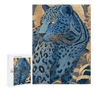 Jigsaw Puzzles 500 PCS for Adults Blue Leopard Jungle Art Print Jigsaws for Adults Puzzle Family Activities Challenging To Complete Learning Educational Toys 500 PCS