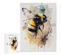 Jigsaw Puzzles 500 PCS for Adults Buzzing Bee Watercolor Adult Jigsaw Puzzle Toy Wall Decor Analysis And Logic Challenging To Complete 500 PCS