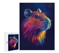 Jigsaw Puzzles 500 PCS for Adults Capybara Rainbow Portrait Jigsaw for Adults Anti-Stress Toys A Work of Art Great Gift for Gaming 500 PCS