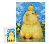 Jigsaw Puzzles 500 PCS for Adults Capybara with Orange Fruit Puzzles for Adults Fun Games Staycation Kill Time for Birthday, Chrismas 500 PCS