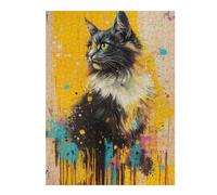 Jigsaw Puzzles 500 PCS for Adults Cat Portrait with Splashes Adult Jigsaw Toy Wall Decor Difficult Challenge Great Gift for Gaming 500 PCS