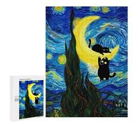 Jigsaw Puzzles 500 PCS for Adults Cats on The Crescent Moon Puzzles for Adults Fun Games Staycation Kill Time for Birthday, Chrismas 500 PCS