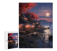 Jigsaw Puzzles 500 PCS for Adults Cherry Blossom Village Teenagers Puzzles Hands-on Game Precision Cutting Help The Brain Exercise 500 PCS