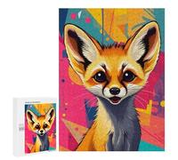 Jigsaw Puzzles 500 PCS for Adults Cute Fennec Fox Pop Art Teenagers Puzzles Toy Wall Decor Perfect Decoration Challenging To Complete 500 PCS