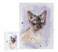 Jigsaw Puzzles 500 PCS for Adults Devon Rex Cat Watercolor Puzzles for Adults Family Games Difficult Hard for Birthday, Chrismas 500 PCS
