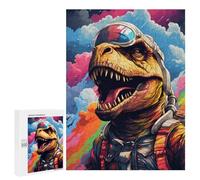 Jigsaw Puzzles 500 PCS for Adults Dinosaur Astronaut in Space Puzzles for Teenagers Family Activities Educational Challenge Challenging Game And Family Play 500 PCS