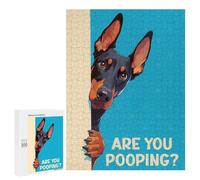 Jigsaw Puzzles 500 PCS for Adults Doberman Peeking Are You Poopoing Puzzles for Adults Fun Games Staycation Kill Time for Birthday, Chrismas 500 PCS