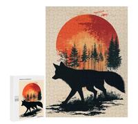 Jigsaw Puzzles 500 PCS for Adults Fox Silhouette Sunset Teenagers Puzzles Toy Wall Decor Perfect Decoration Challenging To Complete 500 PCS