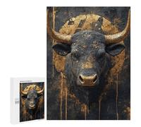 Jigsaw Puzzles 500 PCS for Adults Golden Bull Sculpture Decor Jigsaws for Adults Puzzle Family Activities Challenging To Complete Learning Educational Toys 500 PCS