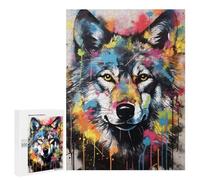 Jigsaw Puzzles 500 PCS for Adults Gray Wolf Banksy Graffiti Adult Jigsaw Puzzle Toy Wall Decor Analysis And Logic Challenging To Complete 500 PCS